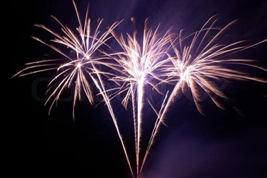 Colorful Fireworks On The Black Sky Backgrounds Stock Photo