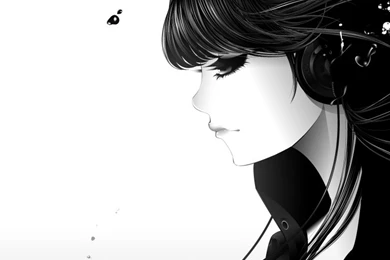 Girl Listening To Music Bw HD Desktop Wallpapers : Widescreen ...