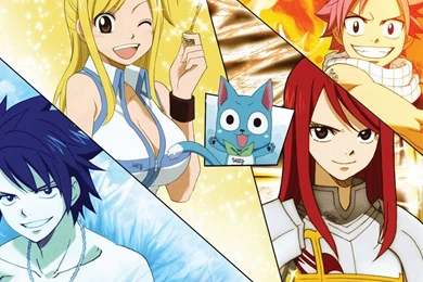 Wallpapers Fairy Tail Erza Lucy Happy Gray Natsu Best 2560x1440 ...