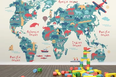 Explorer Kids World Map Mural