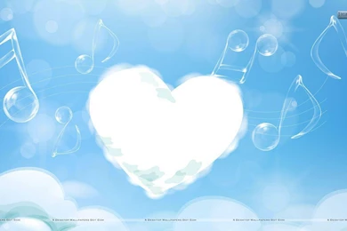 11 White Cloud Heart And Music Strings In Sky Wallpapers :: Hearts ...