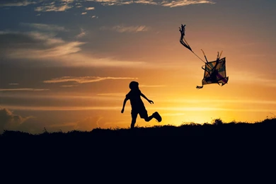 Playing With Kite In Field   HD Wallpapers Widescreen   1920x1080