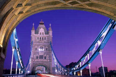 Wallpapers Night, London, Bridge, United Kingdom, Purple, Tower ...