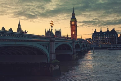 Download Wallpapers 1920x1080 Night, London, Bridge, River, Clock ...