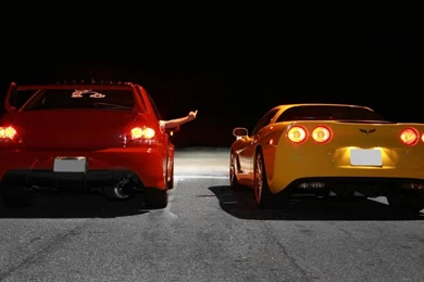 Mitsubishi Evo Chevrolet Corvette Wallpapers   (