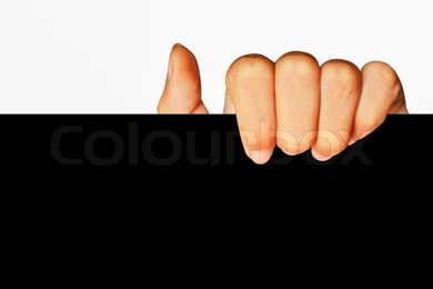 Teenage Girl Hand Holding Blank Black Board Paper Business Present ...