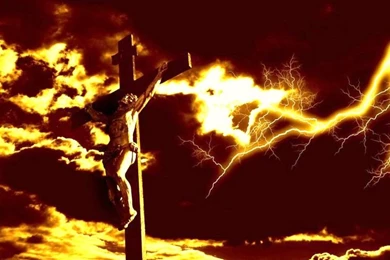 Dramatic Lightning Over Christ On The Cross   Desktop Wallpapers ...