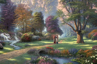 Free Jesus Christ Walking In Garden Computer Desktop Wallpapers