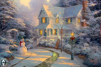 Thomas Kinkade Christmas, Sunset, 1920x1200 HD Wallpapers And FREE ...