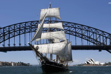 Sailboat Under Sydney Harbour Bridge Wallpapers   World Wallpapers ...