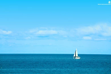 Wide Sailboat Blue Beach Wallpaper, HQ Backgrounds