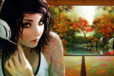 Girls Wearing Headphones Wallpapers