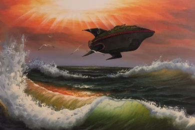 Planet Express Ship Added To A Cheap Hotel Painting By Dave Pollot ...