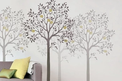 Living Room Ideas With Tree Wall Stencils   Wallpapers Mural Ideas ...