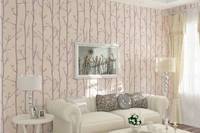 3D Wallpapers For Walls For Kid Bedroom Tree Leaf Design Flocking ...