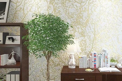Modern Home Decorative Tree Design Wall Paper Gold Texture ...