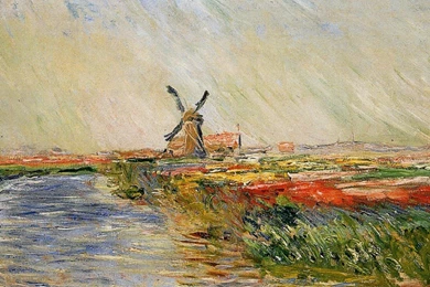 Paintings Windmills Rivers Claude Monet Impressionism Wallpapers ...