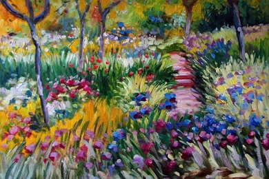 Claude Monet Painting : The Iris Garden At Giverny 1600*1200 9 ...