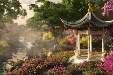 Nature Trees Flowers China Natural Design Pagoda Wallpapers