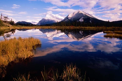 Mount Rundle From Vermillion Lakes Banff National Park Canada ...