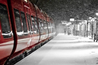 13370 Red Train In The Snow Storm 1920x1080 Photography Wallpapers ...
