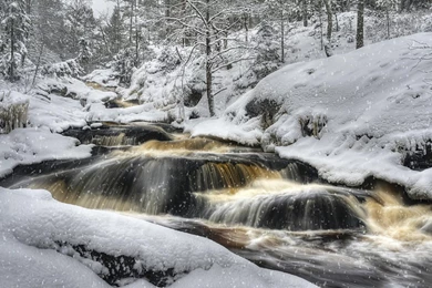 Rapid River In A Snow Storm   (