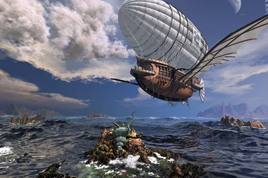 Steampunk Airship 壁紙画像   PCHDWallpaper.com : PCHDWallpaper.com