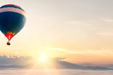 Download Wallpapers 2560x1080 Balloon, Airship, Sky, Flying, Dawn ...