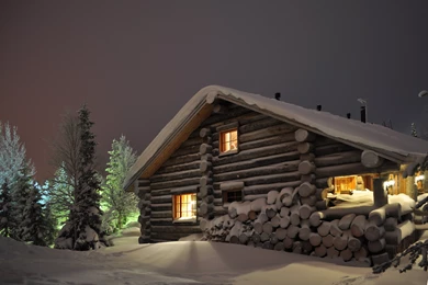 Wallpapers Houses Finland Snow Night Cities Image