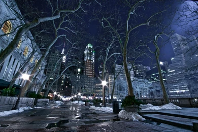 Cityscapes winter Snow Night City Wallpapers