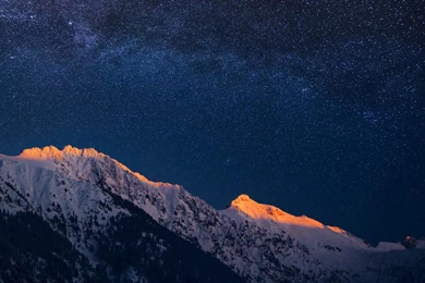 Snow Night Stars Forests Germany Milky Way Wallpapers