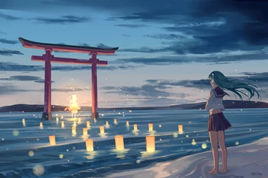 Anime Girl On The Beach Wallpapers