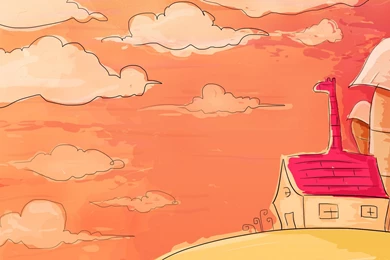 Home Clouds Giraffe Orange Pink Stuff