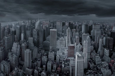 New York City Dark Skies Panorama 4K Ultra HD Desktop Wallpapers