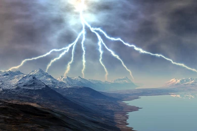 Lightening Over Mountain   Cool Storm Backgrounds   1280x1024 Pixels