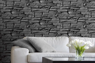 Grandeco Dax Dry Stone Wall Slate Brick Effect Vinyl Wallpapers 827088