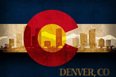 Denver Skyline Silhouette Of Colorado State Flag Canvas Mixed ...