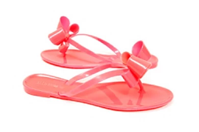 Jelly Thong Sandals With Bow