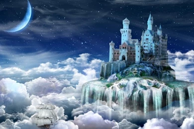 Night, Castle, Fairy Tale, Clouds, Creative Design Wallpaper,Night ...