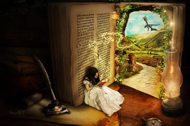 Girl Reading Fairy Tales Widescreen Wallpapers