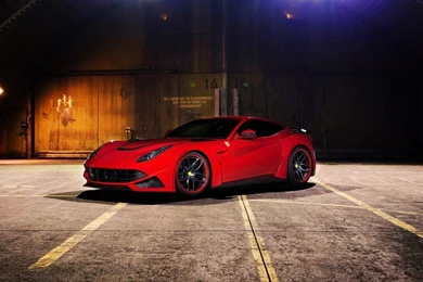 Ferrari F12, Berlinetta, Tuning, Red Car, Light, Night   HD Wallpapers