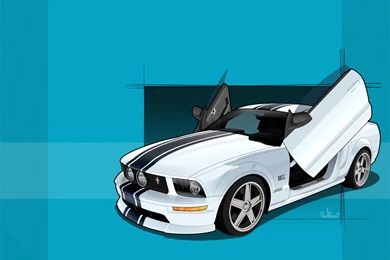 Full HD Wallpapers + Cars, Ford, Vectors, Blue, Mustang, GT