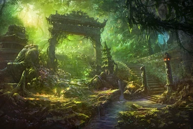 Anime Fantasy Forest Landscape Wallpapers
