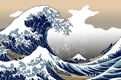 Paintings Waves Japanese Boats Vehicles The Great Wave