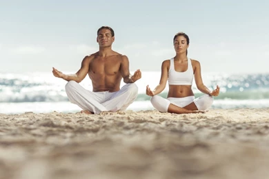 1366x768 Morning Yoga, Yoga, Sunrise, Sun, Sea, Meditation, Lotus ...