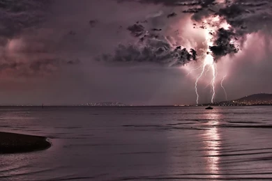 Lightning Storm Rain Clouds Electric Water Reflection Wallpapers ...
