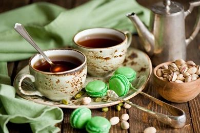 High Resolution Tea Time With Peanut Macaron Wallpapers Full Size ...