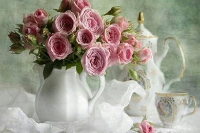 Pink Roses Tea Time   (