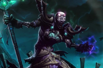 Download Wallpapers 750x1334 Necromancer, Staff, Magic, Trees ...