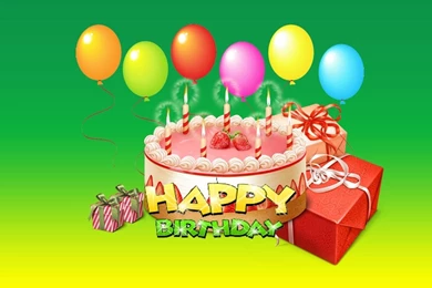 Happy Birthday Balloons With Cake Wallpapers